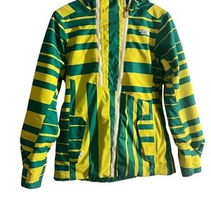 The North Face Green & Yellow Hooded Ski Jacket (S/P)